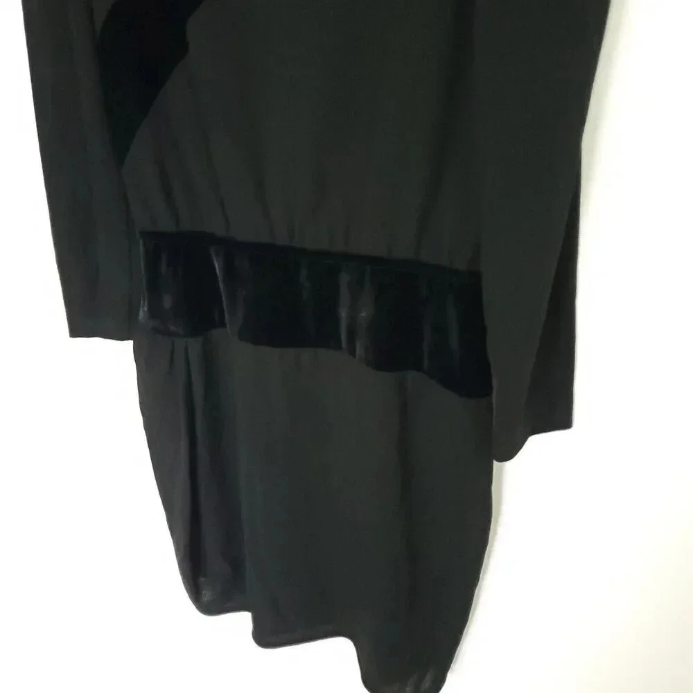 Valentino Boutique Vintage Dress Black Sz 38 US 4 Velvet & Wool Long Sleeves - Picture 10 of 16